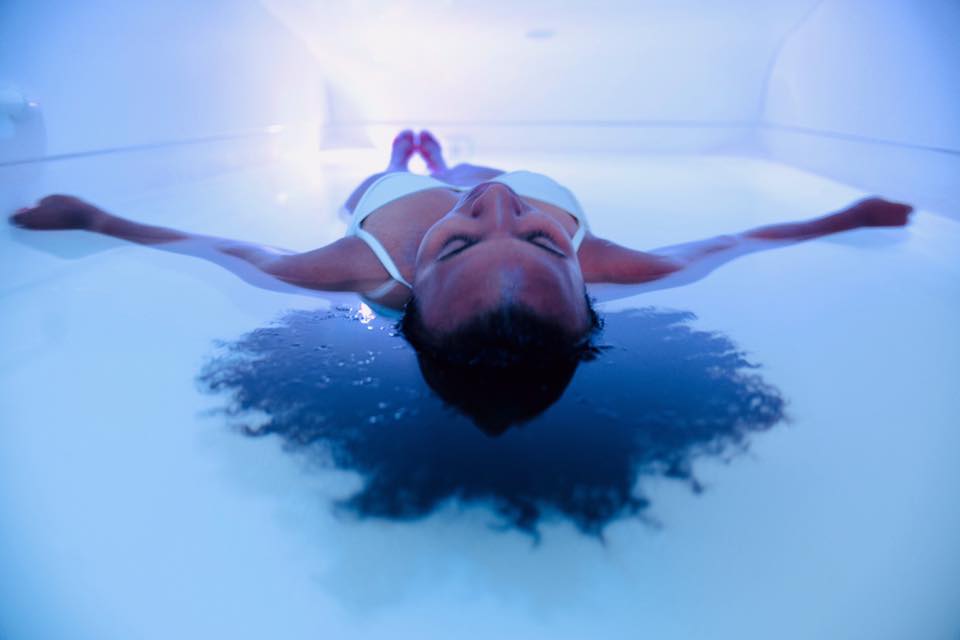 Guest relaxing during float therapy